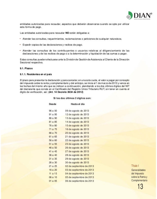 cartilla declaracion de renta 2013 dian